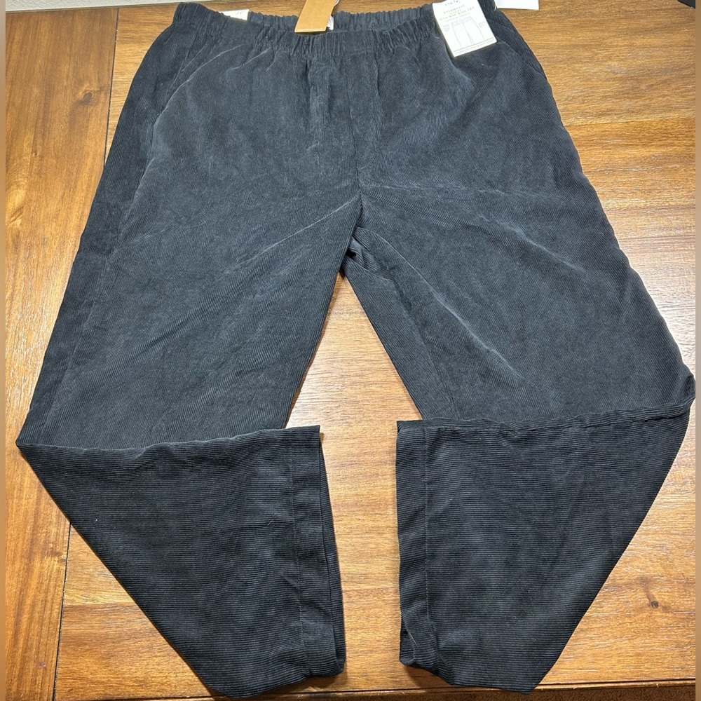 Angels Size 1XL Black Everbreeze Sculpt High-Rise Wide Leg Corduroy Pants NWT
